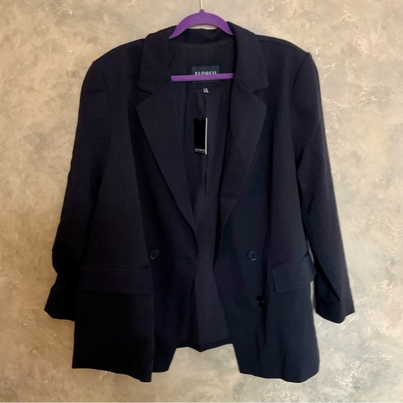 Eloquii Double Breasted Black Blazer - Picture 4 of 6